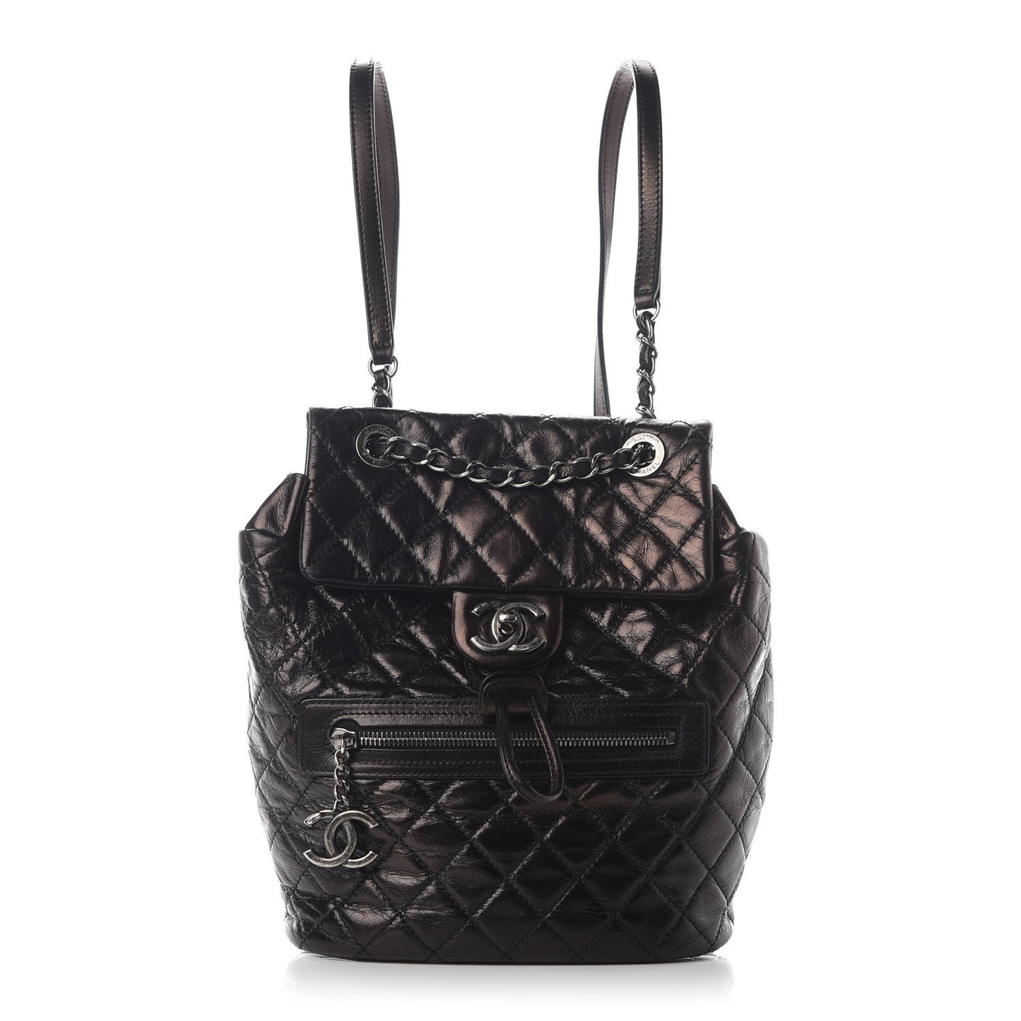 Glazed Calfskin Quilted Small Salzburg Mountain Backpack Black