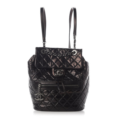 Chanel Glazed Calfskin Quilted Small Salzburg Mountain Backpack Black 1 of 9