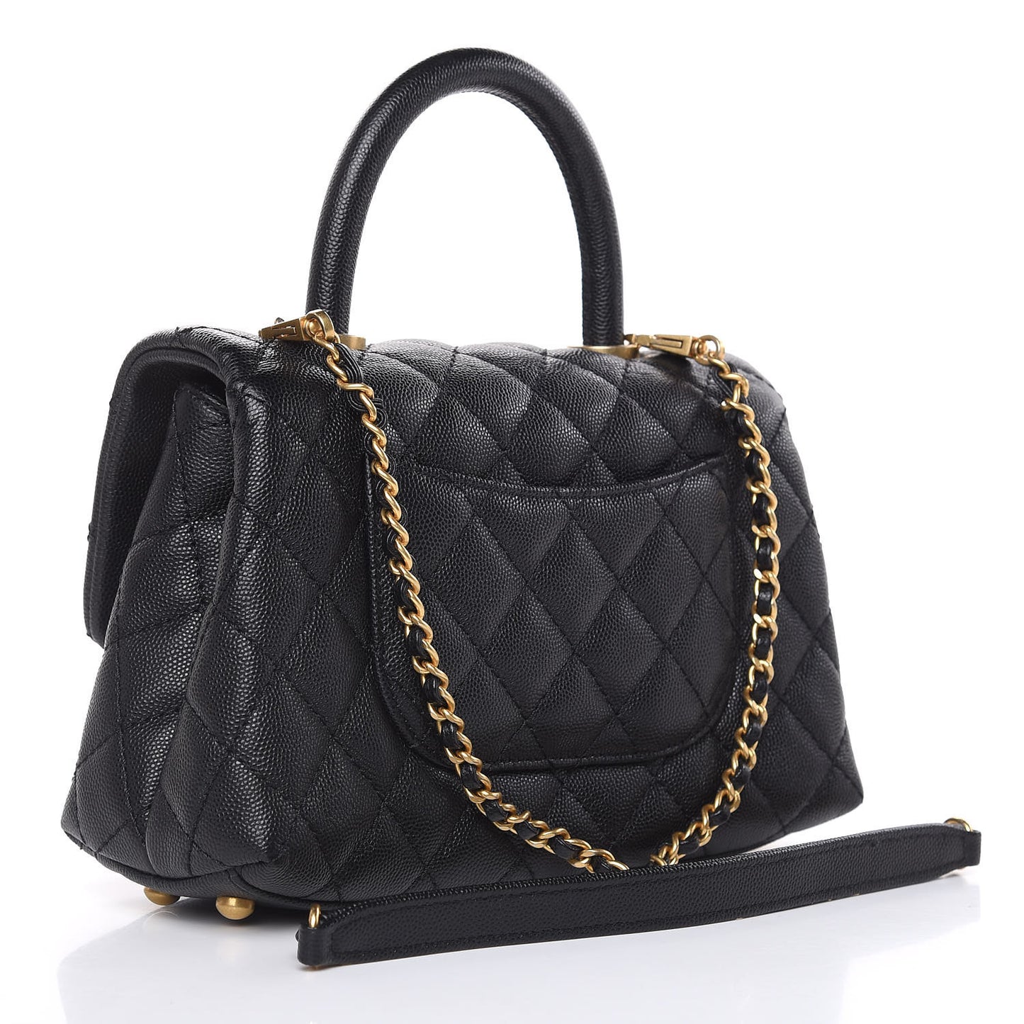 Caviar Quilted Mini Coco Handle Flap Black