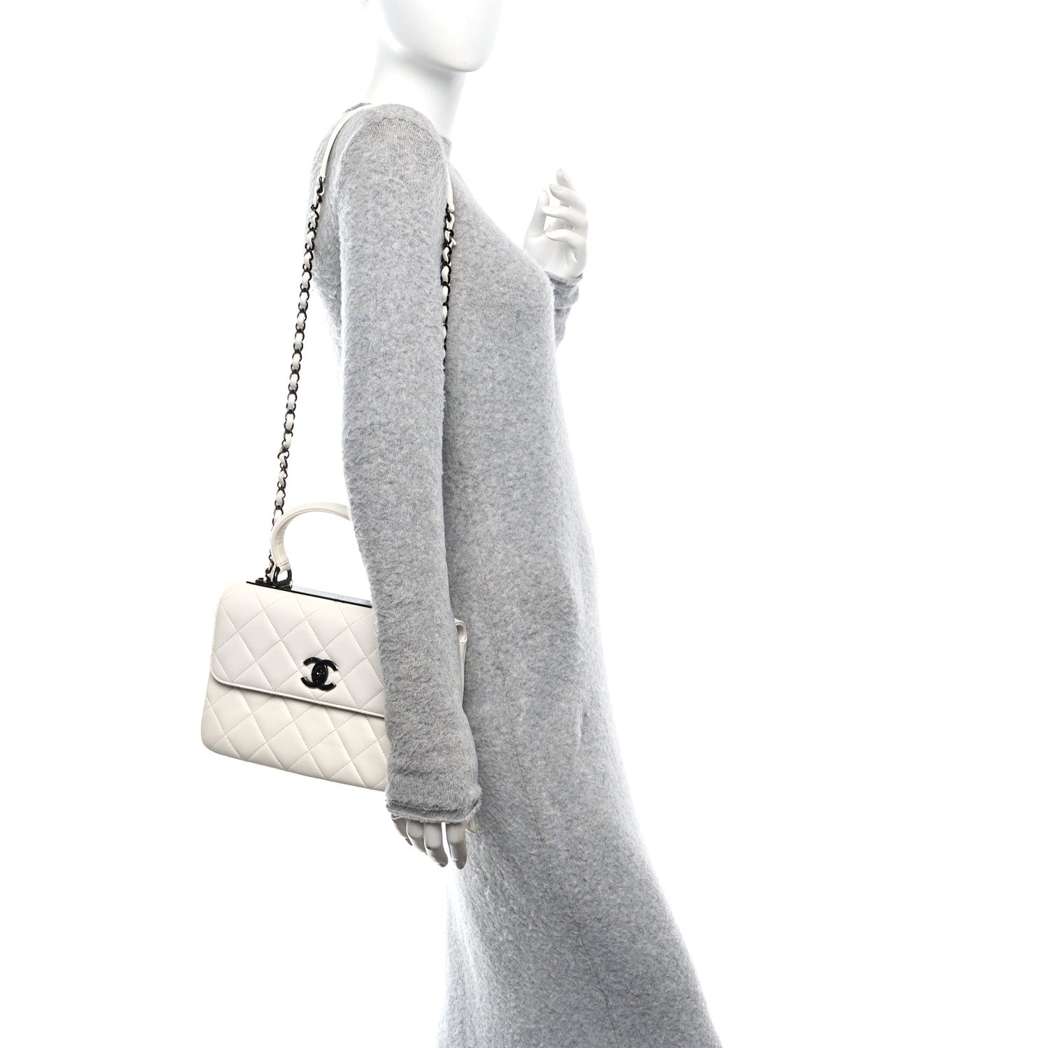 Chanel Lambskin Quilted Small Trendy CC Dual Handle Flap Bag White 2 of 10