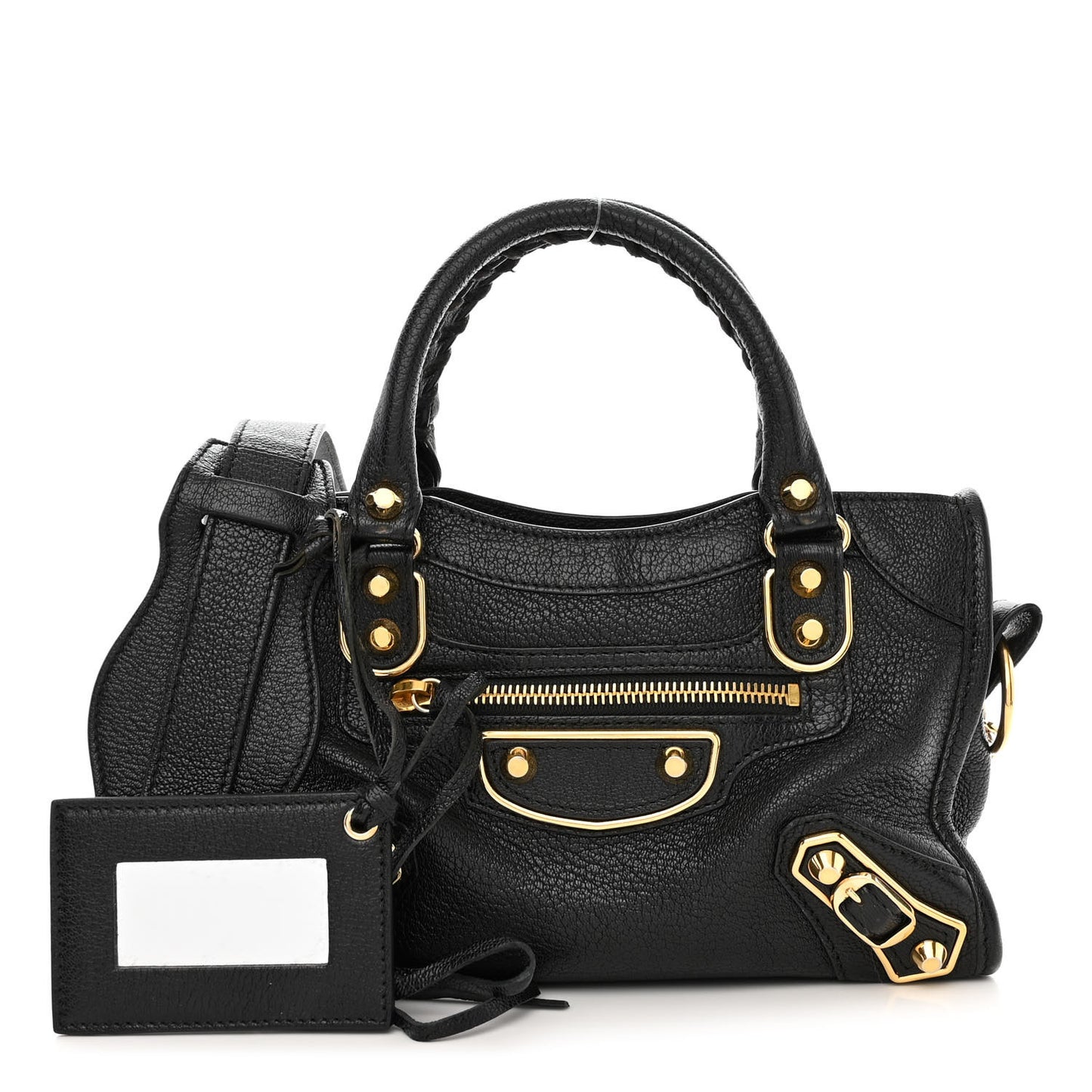 Chevre Gold Metallic Edge Hardware Mini City Black