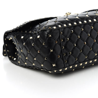 Valentino Garavani Lambskin Large Rockstud Spike Shoulder Bag Black 6 of 10