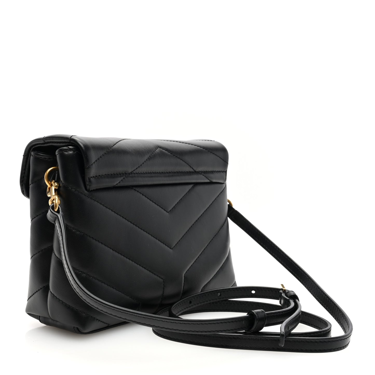 Calfskin Y Quilted Monogram Toy Loulou Crossbody Bag Black