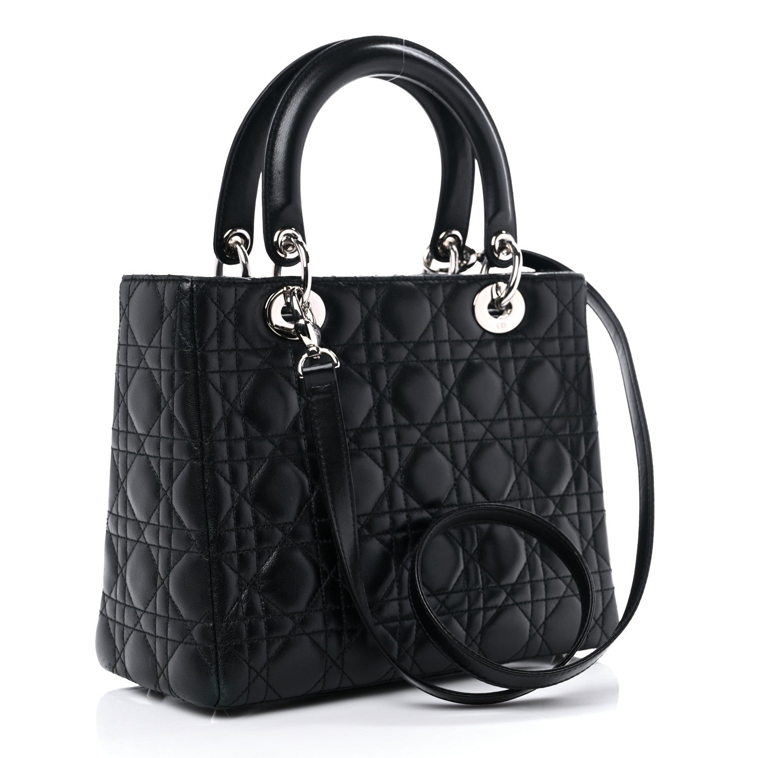 Christian Dior Lambskin Cannage Medium Lady Dior Black 2 of 12