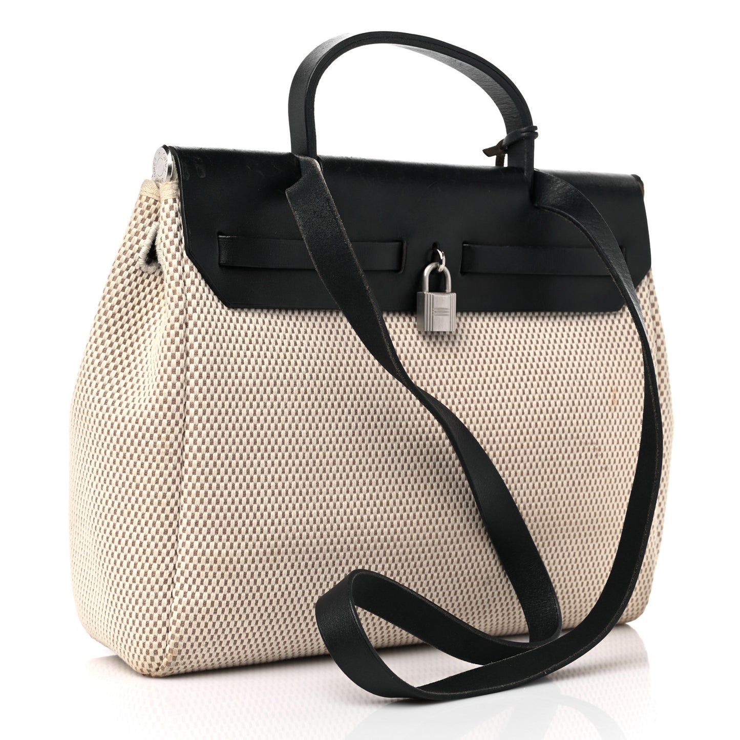 Toile Vache Calfskin Herbag 30 PM Ficelle Black