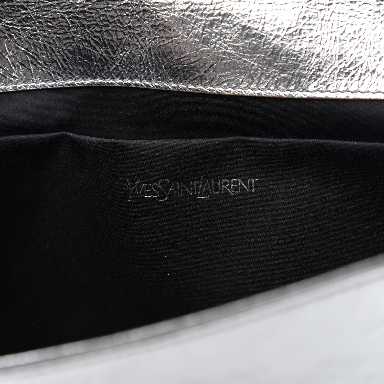 Saint Laurent Metallic Calfskin Monogram Large Belle De Jour Clutch Silver 8 of 9