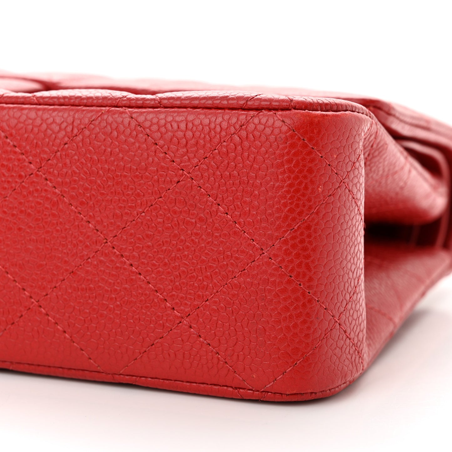 Caviar Quilted Medium Double Flap Red
