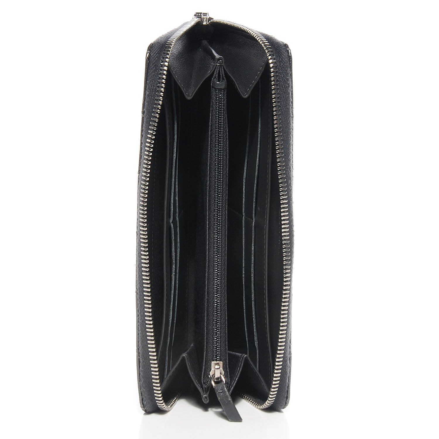 Chanel Striated Patent Zip Around Wallet Dark Grey 8 of 8
