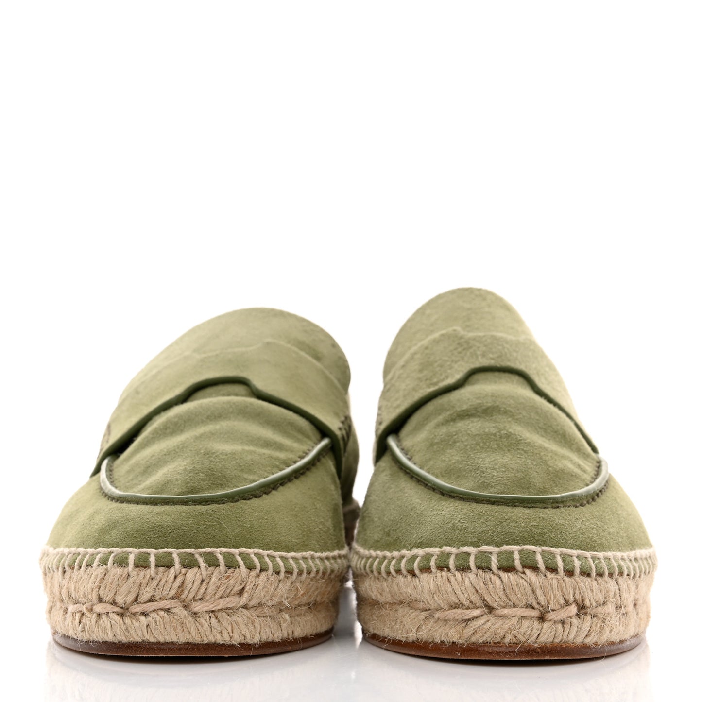 Suede Calfskin Womens Trip Espadrilles 36 Vert Sauge