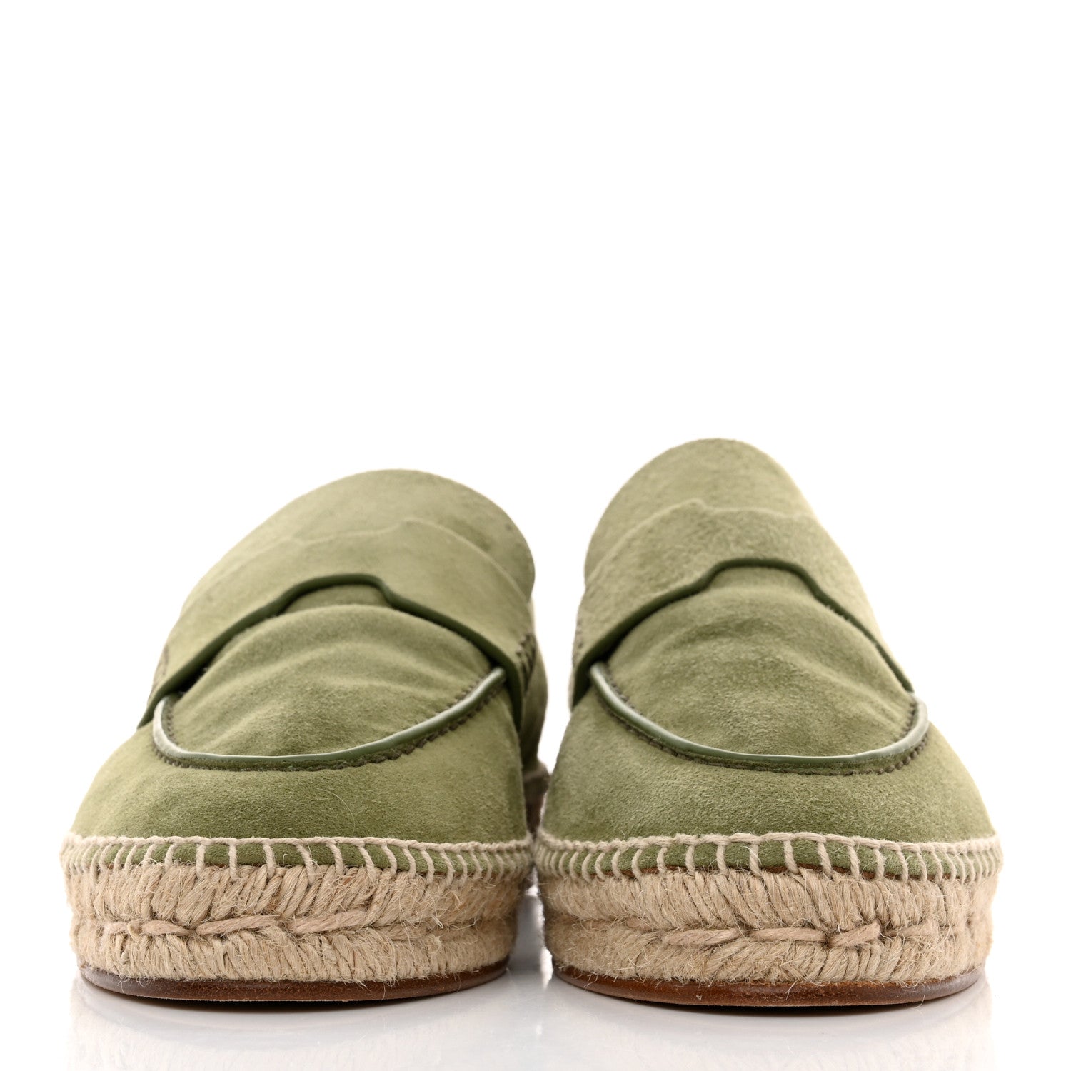 Hermes Suede Calfskin Womens Trip Espadrilles 36 Vert Sauge 2 of 9