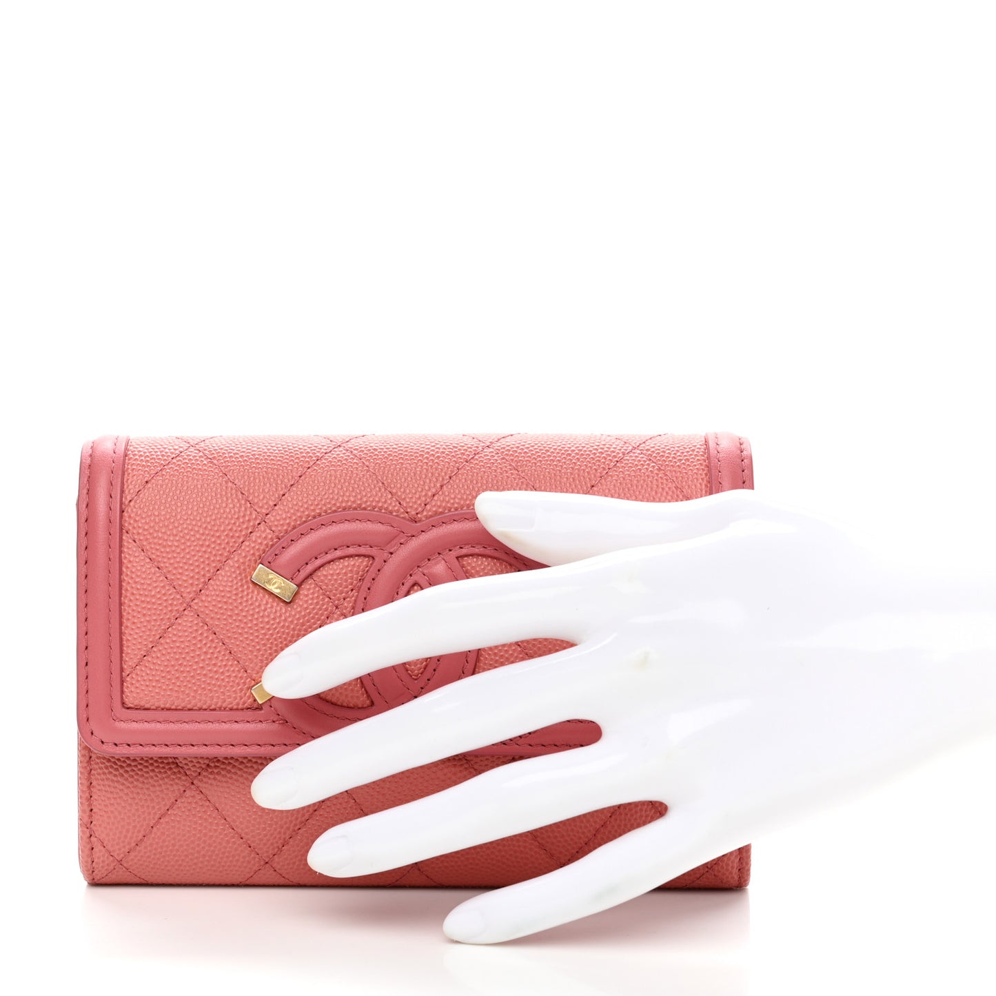 Caviar Quilted Medium Filigree Flap Wallet Pink