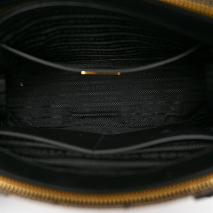 Prada Jacquard Saffiano Triangolo Symbole Embroidered Large Double Zip Tote Black Corda 5 of 11