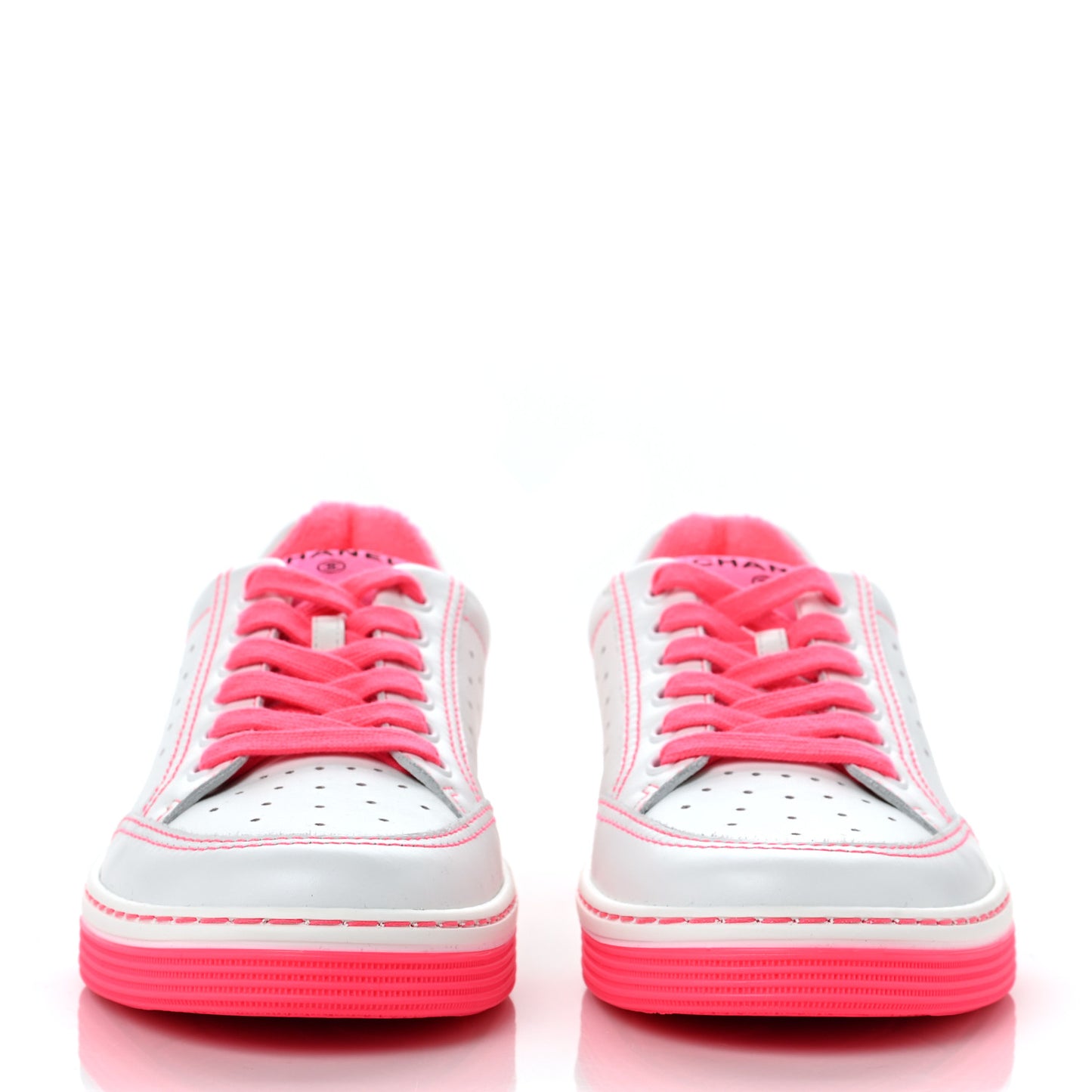 Calfskin Womens Logo Sneakers 39 Fuchsia White