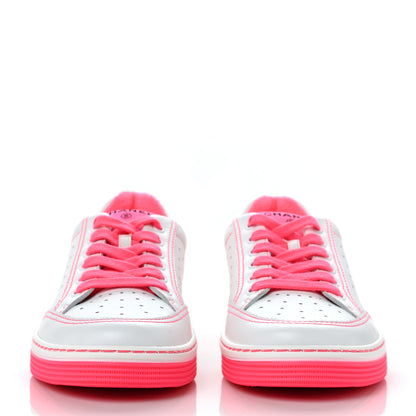 Chanel Calfskin Womens Logo Sneakers 39 Fuchsia White 2 of 7