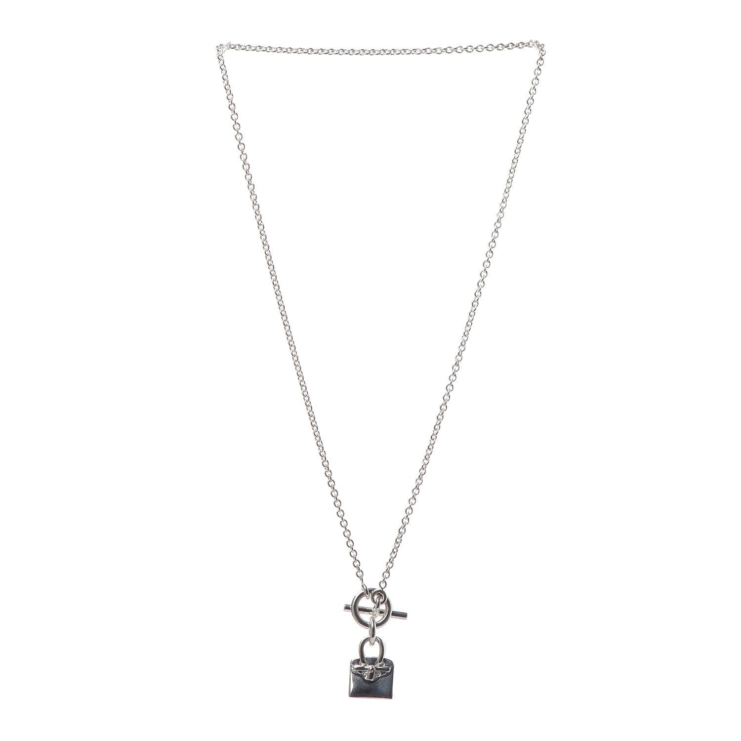 Hermes Sterling Silver Birkin Amulette Pendant Necklace 3 of 6