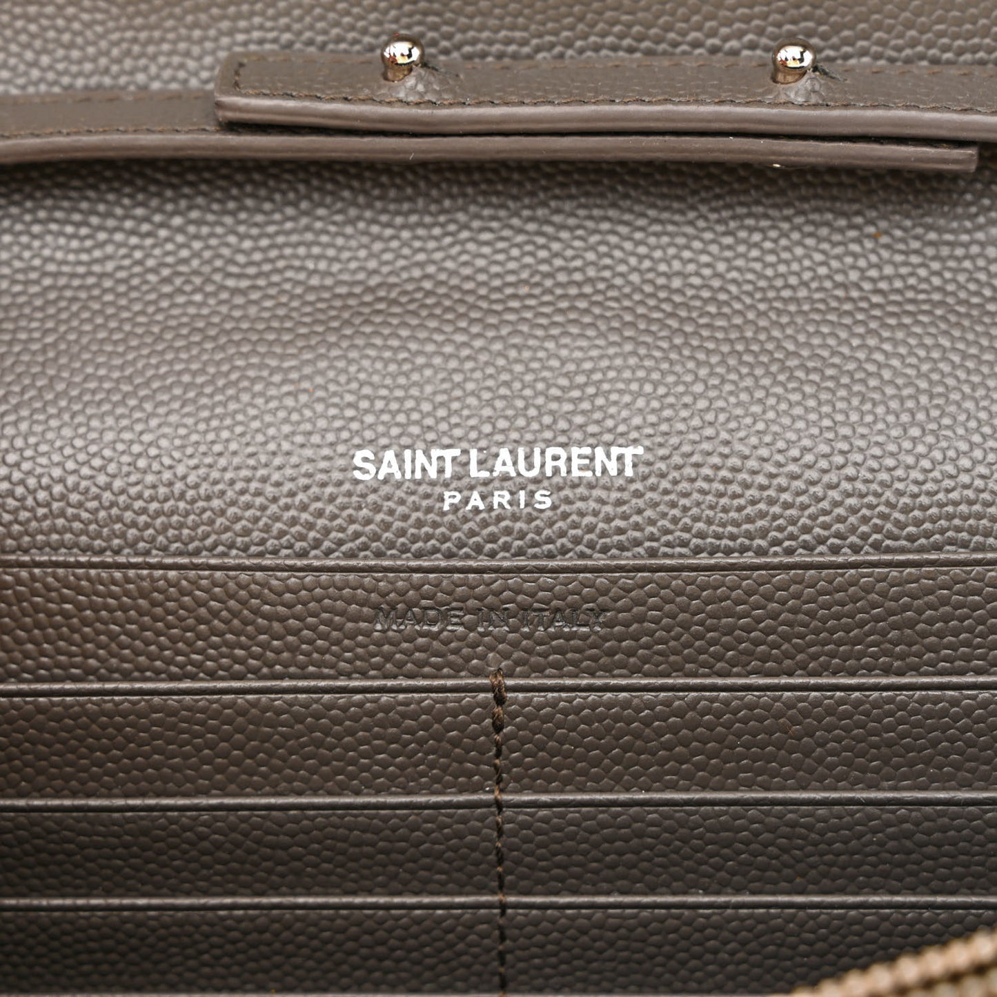Grain De Poudre Matelasse Chevron Monogram Chain Wallet Fog