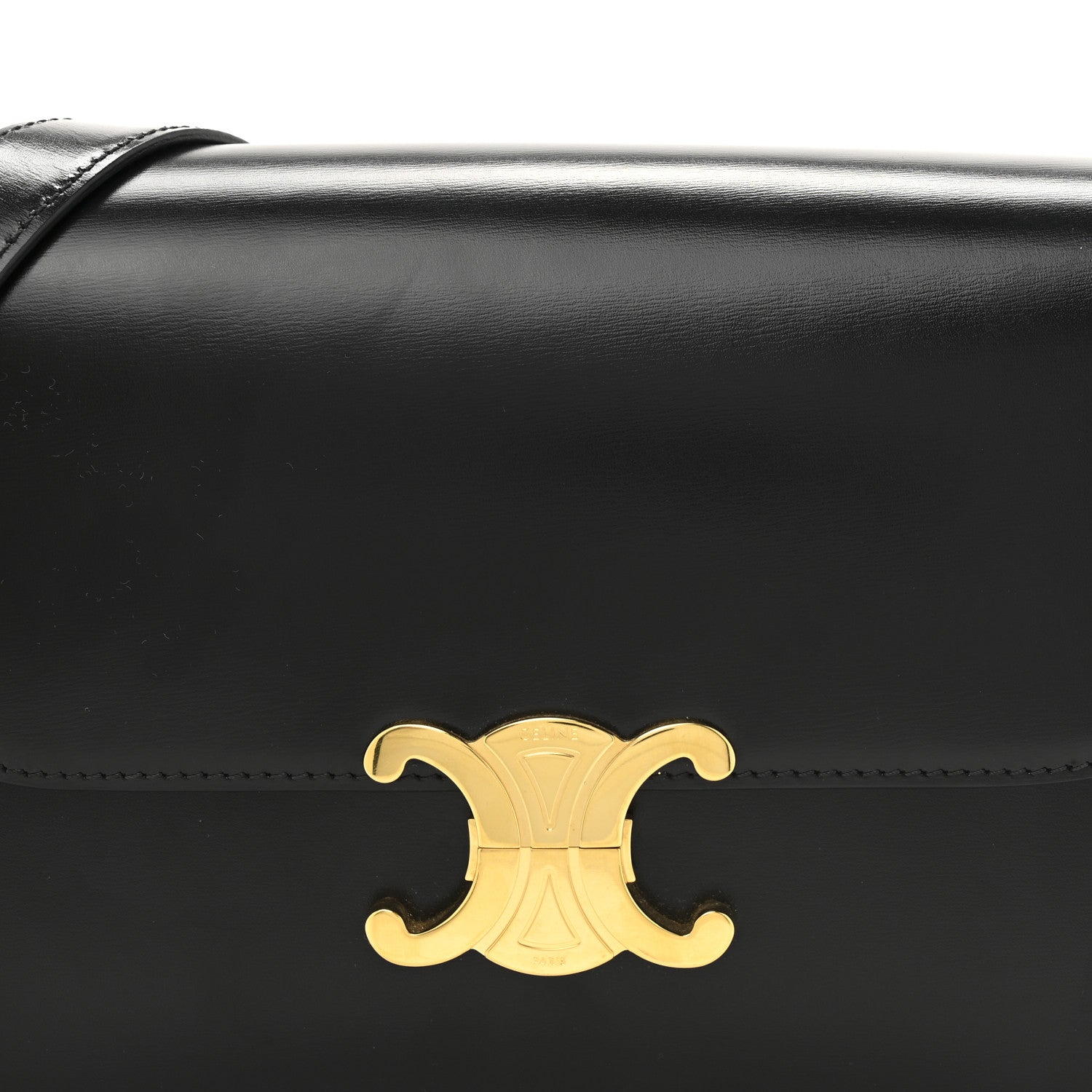 Celine Shiny Calfskin Medium Triomphe Black 10 of 12
