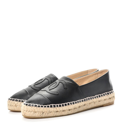 Chanel Lambskin CC Espadrilles 38 Black 3 of 12