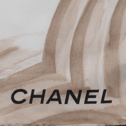 Chanel Silk Coral CC Watercolor Square Scarf White 3 of 5