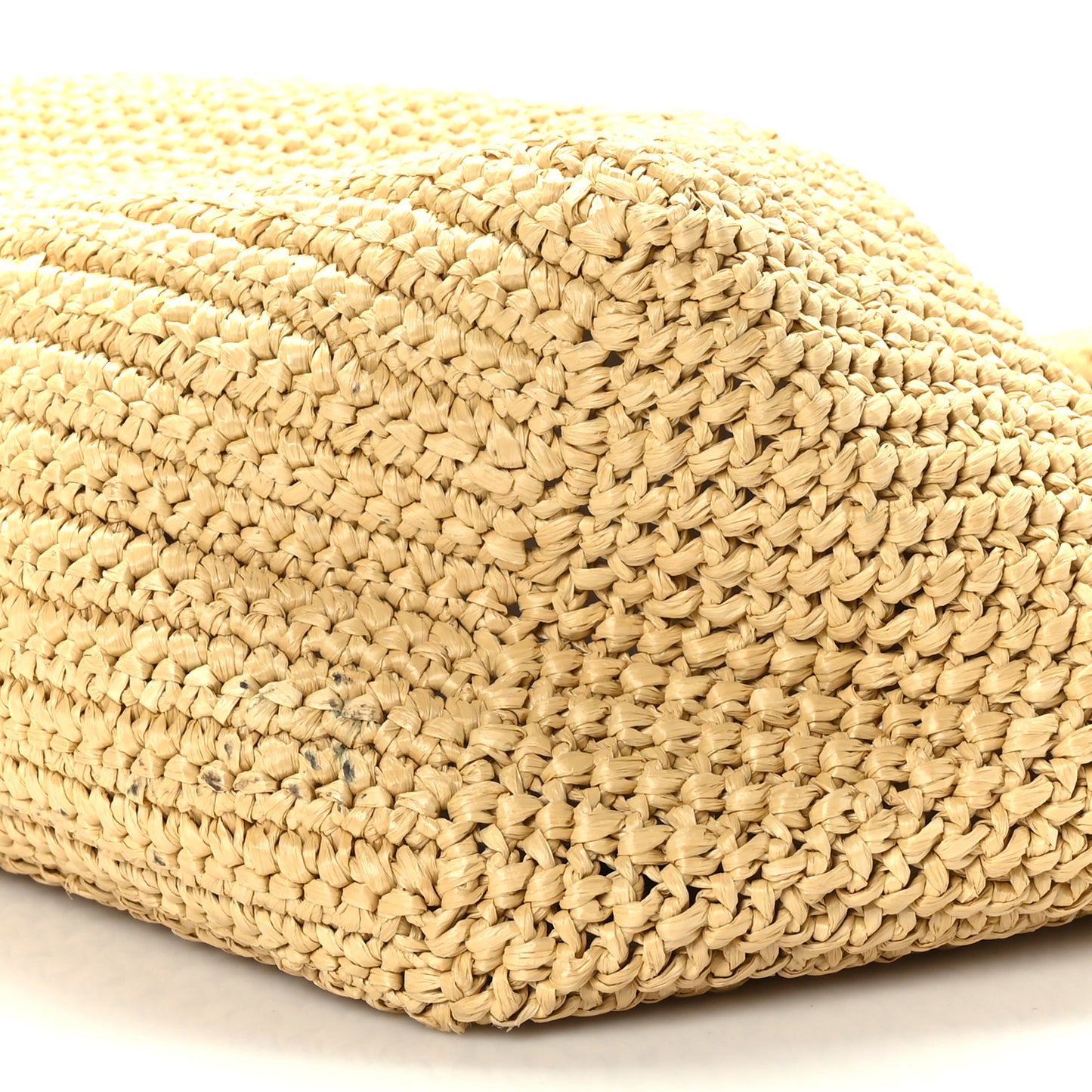 Yarn Raffia Effect Crochet Embroidered Logo Tote Naturale