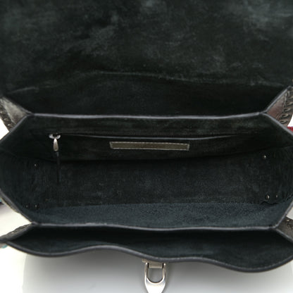 Valentino Garavani Pebbled Calfskin Turquoise Medium Guitar Strap Rockstud Rolling Flap Saddle Bag Black 5 of 11