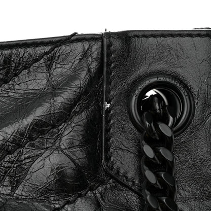 Saint Laurent Crinkled Calfskin Matelasse Monogram Medium Niki Shopper Tote Black 14 of 14