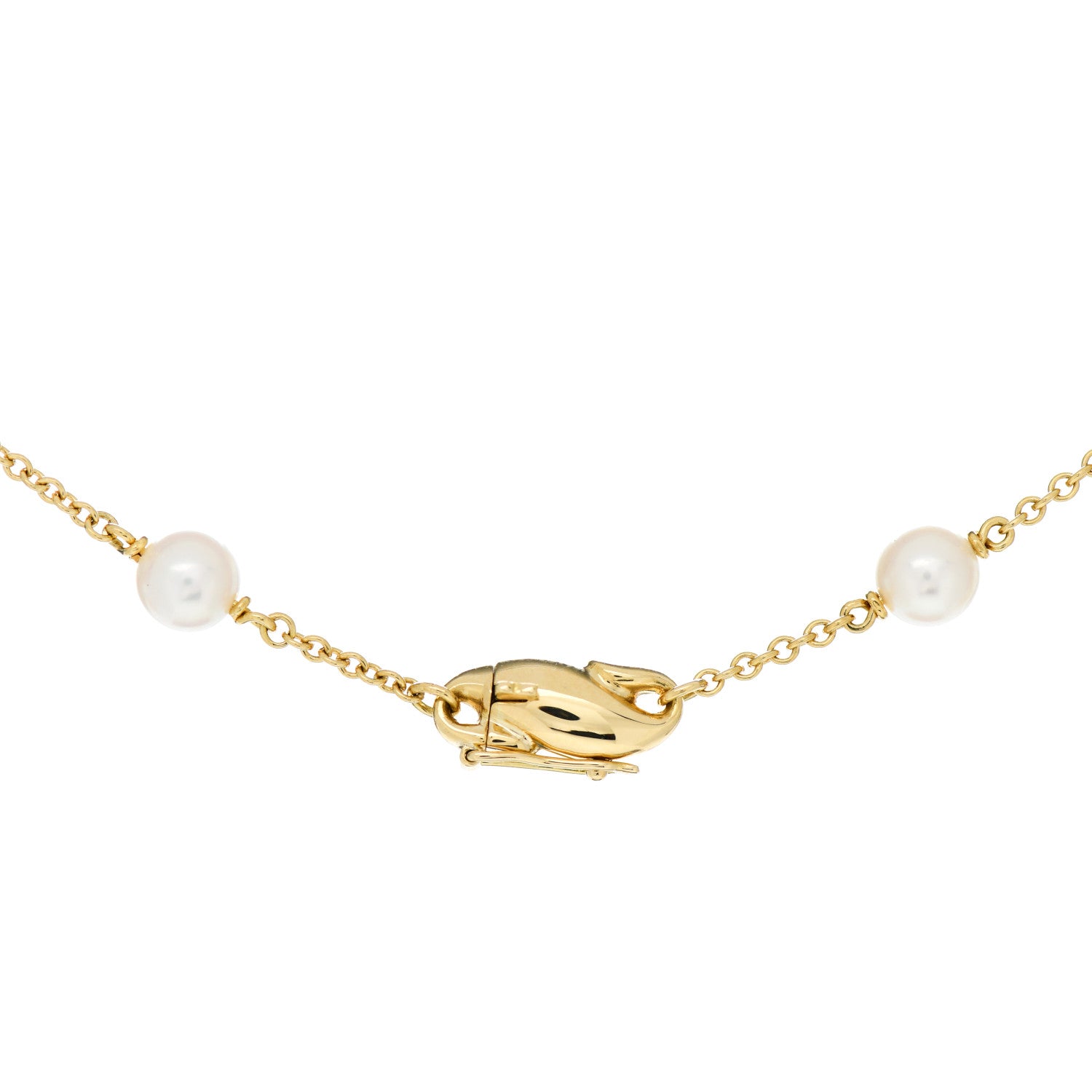 Tiffany 18K Yellow Gold Pearl Elsa Peretti Scroll Swirl Necklace 4 of 5