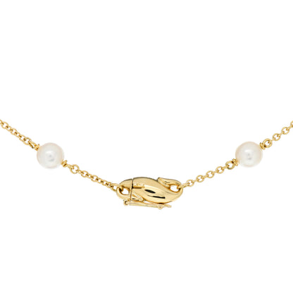 Tiffany 18K Yellow Gold Pearl Elsa Peretti Scroll Swirl Necklace 4 of 5