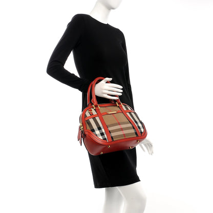 Burberry Bridle Calfskin House Check Small Orchard Bowling Bag Red 3 of 13
