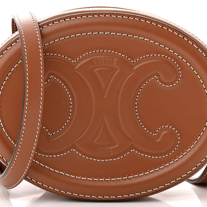 Celine Smooth Calfskin Cuir Small Triomphe Oval Crossbody Purse Tan 8 of 10