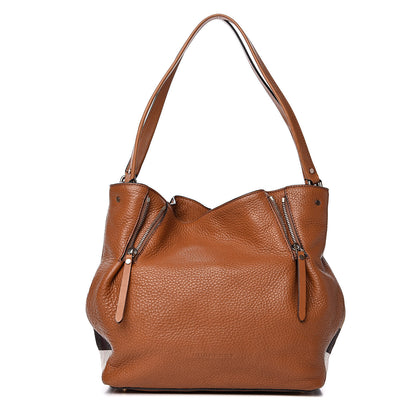 Burberry Brit Calfskin House Check Medium Maidstone Saddle Brown 1 of 11