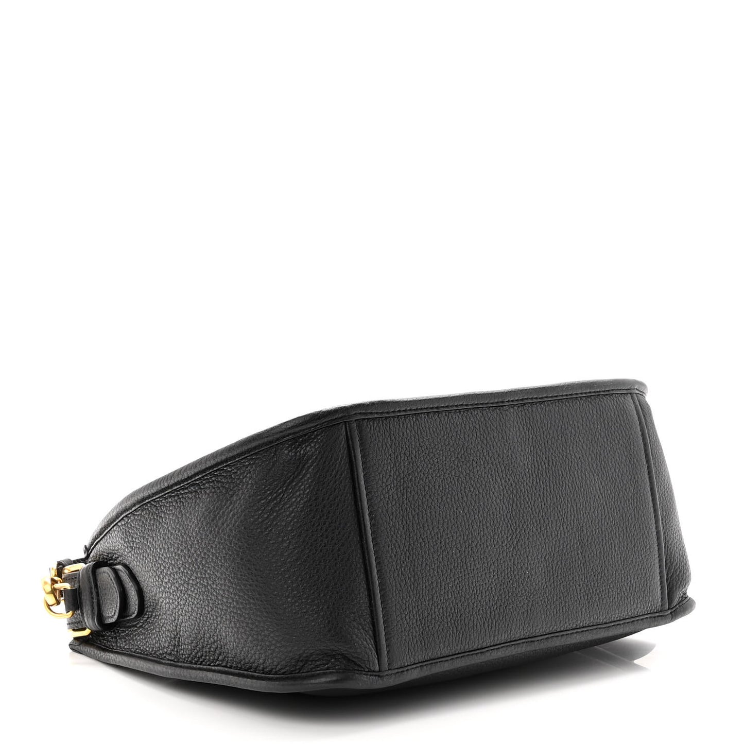 Vitello Daino Soft Zippered Messenger Hobo Black