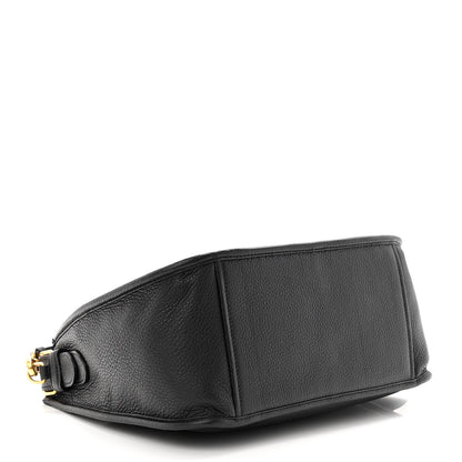 Prada Vitello Daino Soft Zippered Messenger Hobo Black 3 of 8
