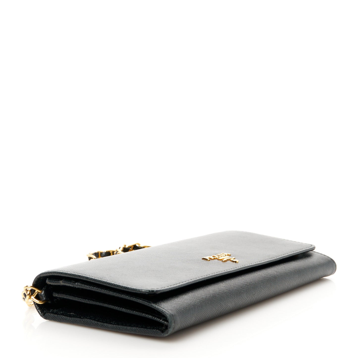 Saffiano Metal Oro Chain Wallet Black