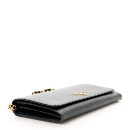 Prada Saffiano Metal Oro Chain Wallet Black 4 of 12