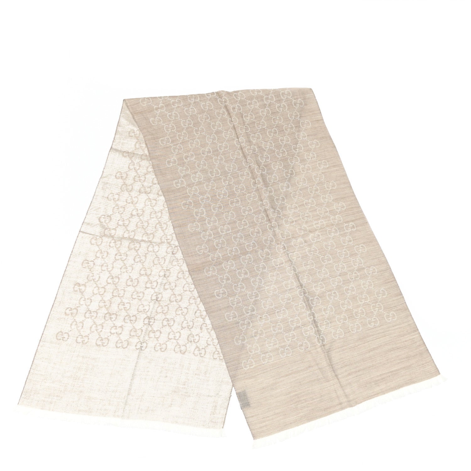 Gucci Wool Silk GG Monogram GGNat Scarf Sand 2 of 4