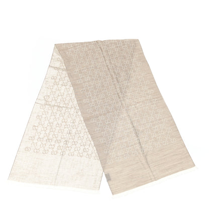 Gucci Wool Silk GG Monogram GGNat Scarf Sand 2 of 4