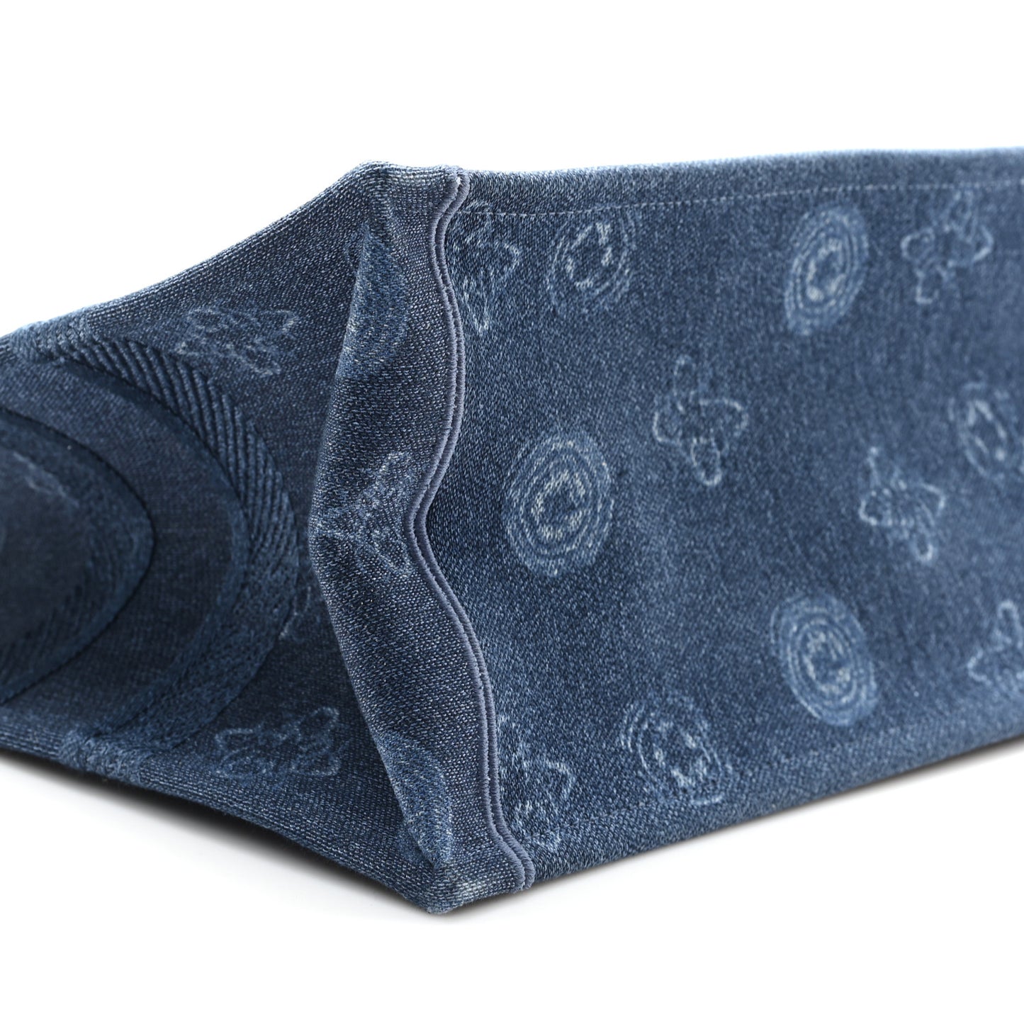 Denim Flowers Embroidered Medium Book Tote Blue