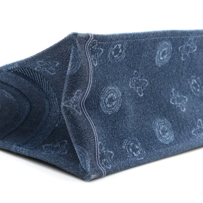 Christian Dior Denim Flowers Embroidered Medium Book Tote Blue 9 of 11