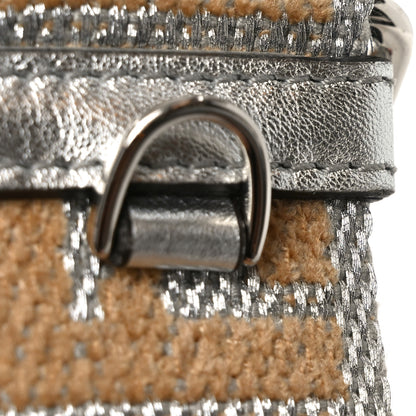 Fendi Jacquard Ribbon Vitello King FF Bi-Color Intreccio Adjustable Strap You Silver Beige 5 of 5