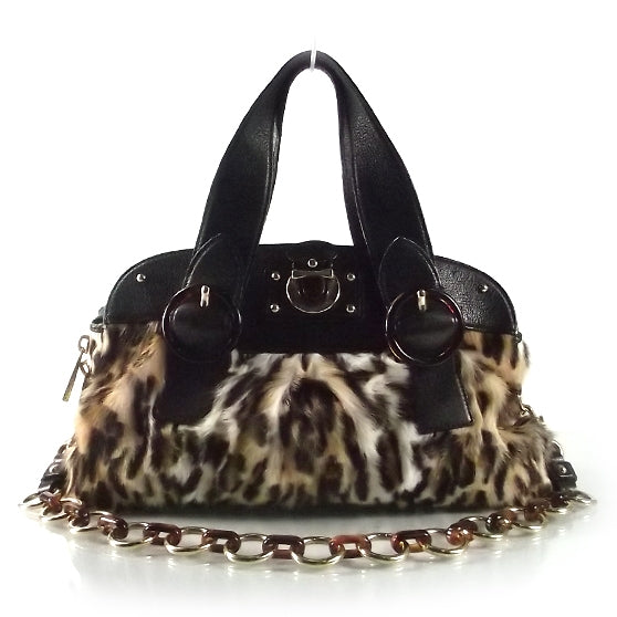 Marc Jacobs Leopard Print Shearling Chain Link Satchel 1 of 7