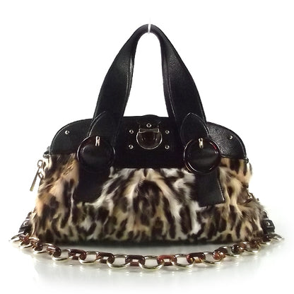 Marc Jacobs Leopard Print Shearling Chain Link Satchel 1 of 7