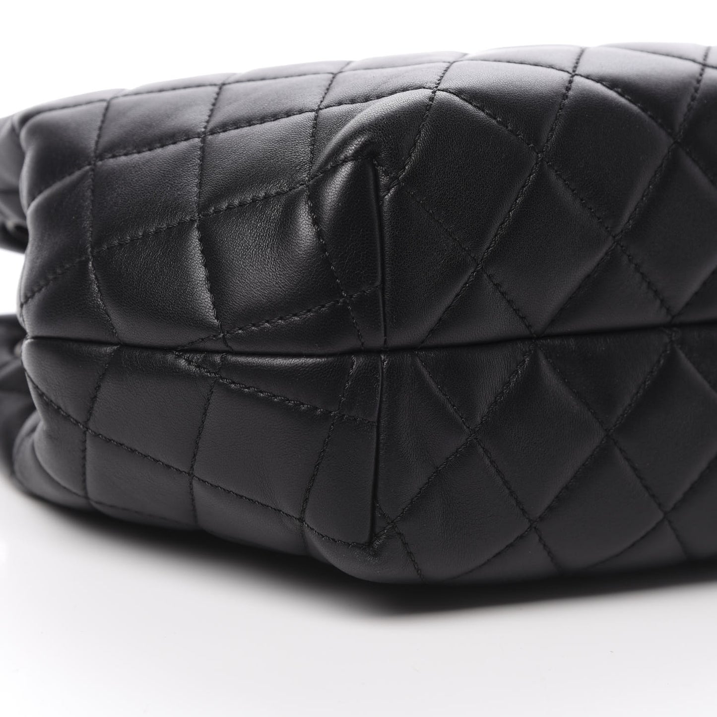 Lambskin Quilted Accordion Tote Black