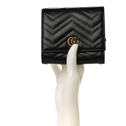 Gucci Calfskin Matelasse GG Marmont Medium Wallet Black 2 of 9
