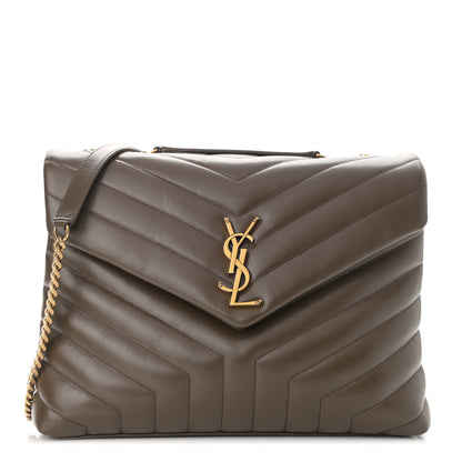 Saint Laurent Calfskin Y Quilted Monogram Medium Loulou Chain Satchel Soil Brown 1 of 12