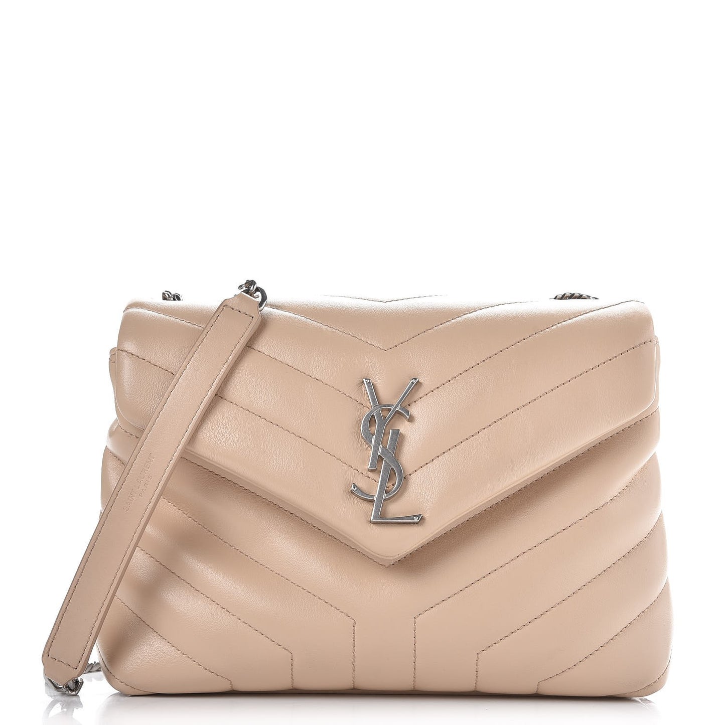 Calfskin Y Quilted Monogram Small Loulou Chain Satchel Nude Powder