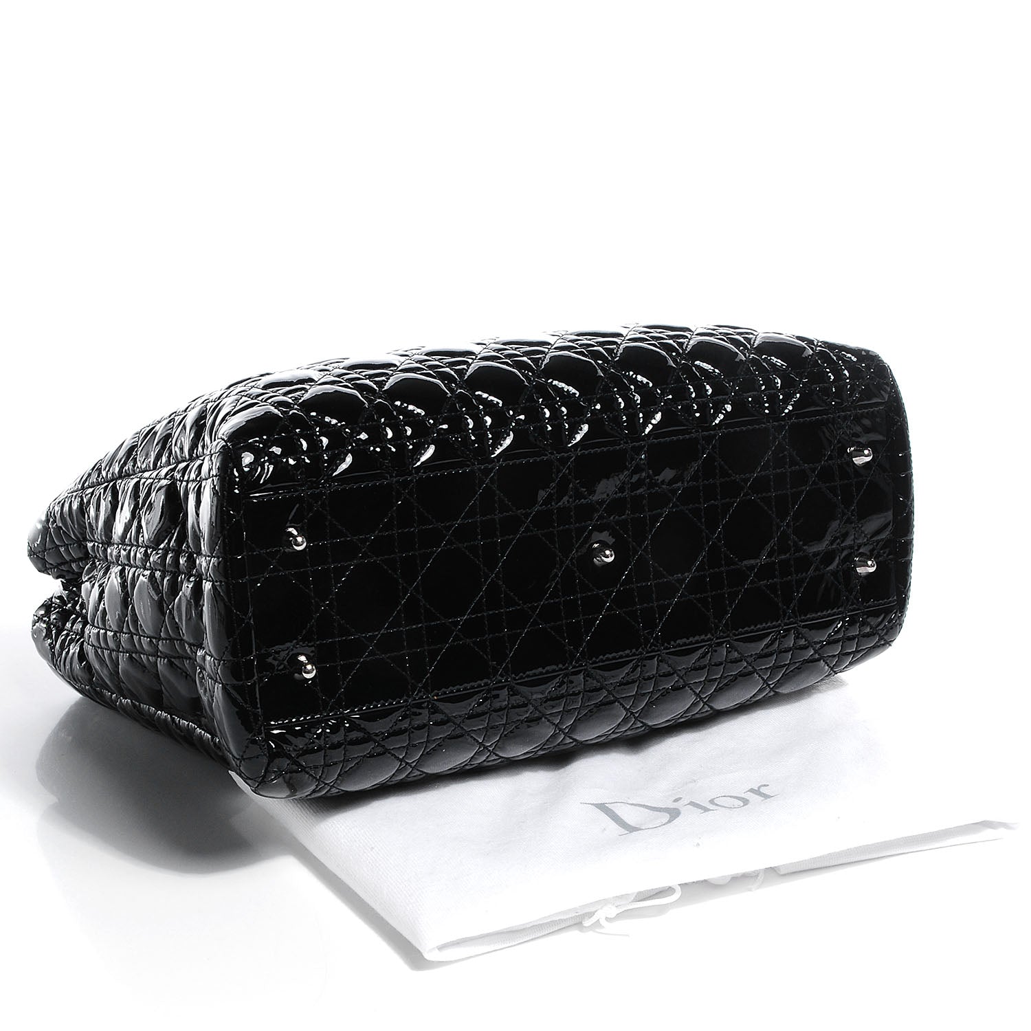 Christian Dior Patent Cannage Dior Soft Shopping Tote Black 4 of 8