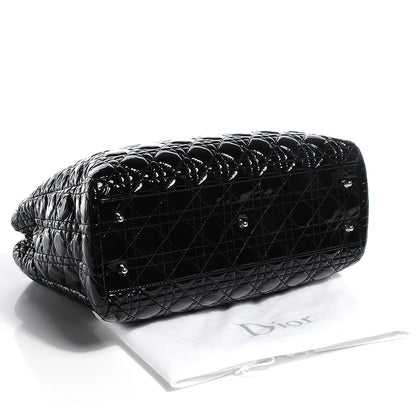 Christian Dior Patent Cannage Dior Soft Shopping Tote Black 4 of 8