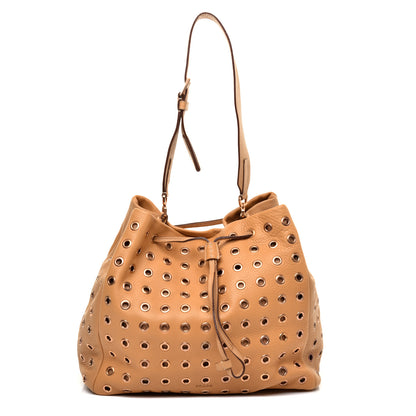 Prada Daino Borchie Grommet Bucket Bag Miele 1 of 12