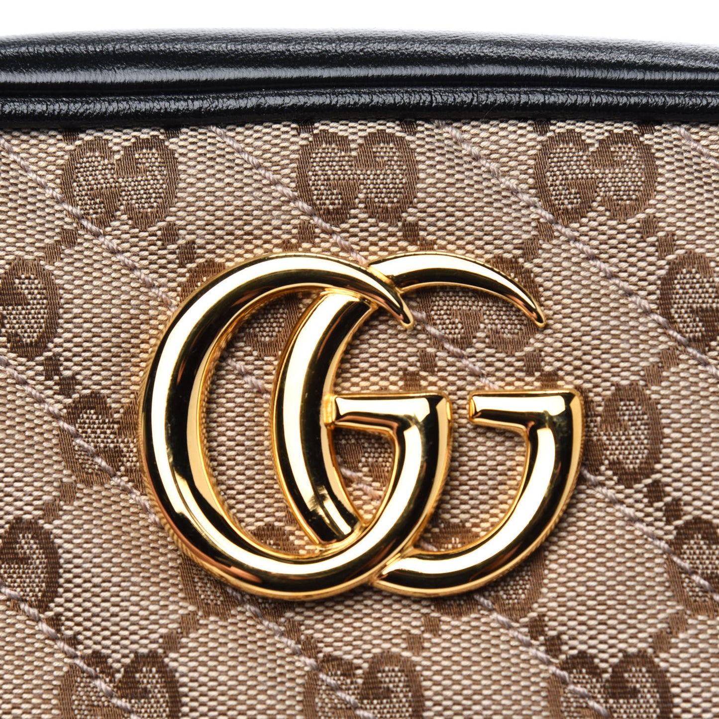 Monogram Matelasse Diagonal Small GG Marmont Chain Shoulder Bag Beige Black